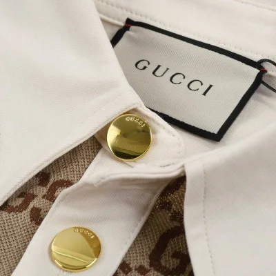 Поло Gucci Without Print On The Back "Cream/Brown" фото № 5