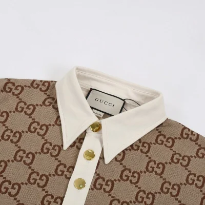 Поло Gucci Without Print On The Back "Cream/Brown" фото № 6