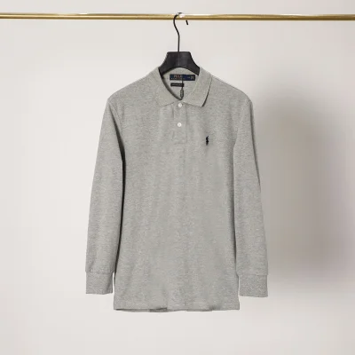 Поло Polo With Long Sleeve And Logo "Gray" фото № 2