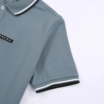 Поло Prada With Black Text Stripe "Blue/Gray" фото № 3