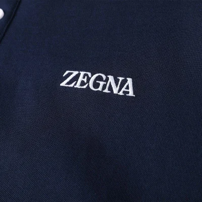 Поло Zegna Solid Color With Logo "Blue/Black" фото № 5