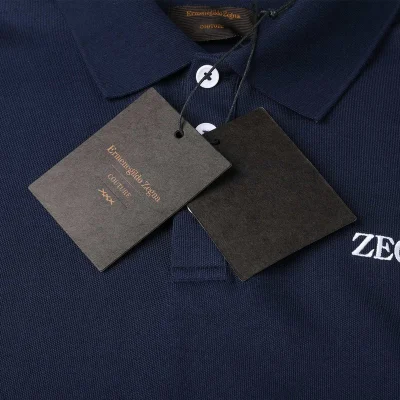 Поло Zegna Solid Color With Logo "Blue/Black" фото № 8
