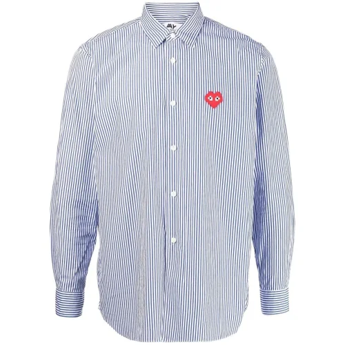 Рубашка Comme des Garcons Play Minecraft Red Heart Eyes "Blue"