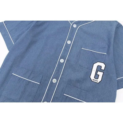 Рубашка Gucci With V-Neck "Blue" фото № 3