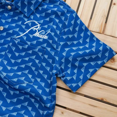 Рубашка Rhude With Print Of United Triangles "Blue" фото № 7