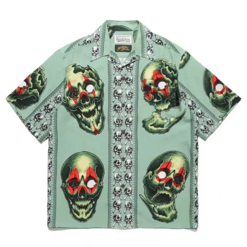 Рубашка Wacko Maria Print With Skulls "Mint"