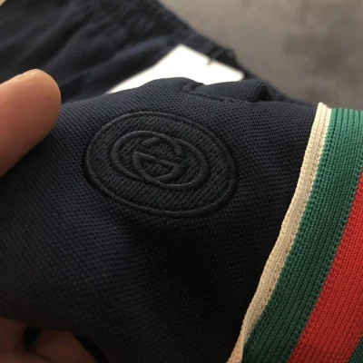 Шорты Gucci Green Stripe And Small Logo "Black" фото № 8