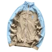 Олимпийка Trapstar Small Embroidered Logo And Sleeves Decorated By Colorful Stripe "Beige/Blue"