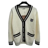 Кардиган Miu Miu Frontside White Rectangle Black Outline Logo "Beige"