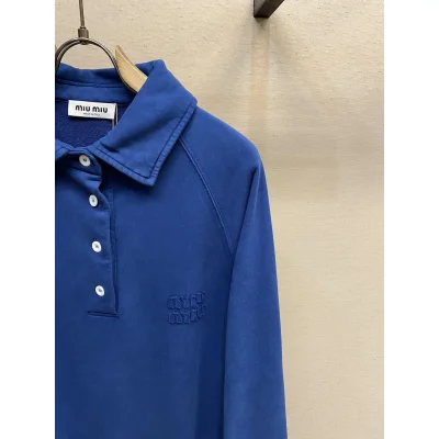 Свитшот Miu Miu Dark Blue Frontside Logotype "Blue" фото № 3