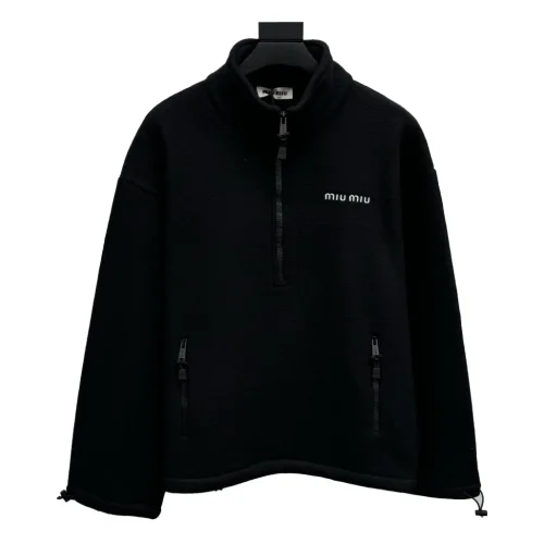 Свитшот Miu Miu White Frontside Logo Two Frontside Pockets "Black"