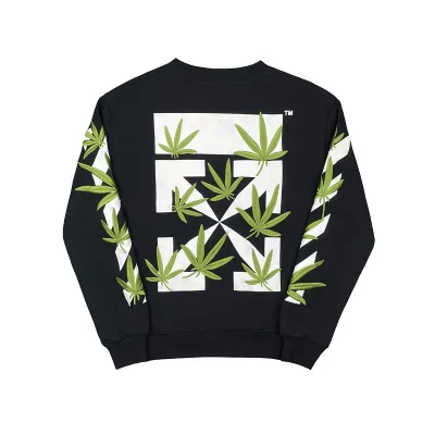 Свитшот OFF-White Diagonal Arrows Hemp Leaves "Black" фото № 2