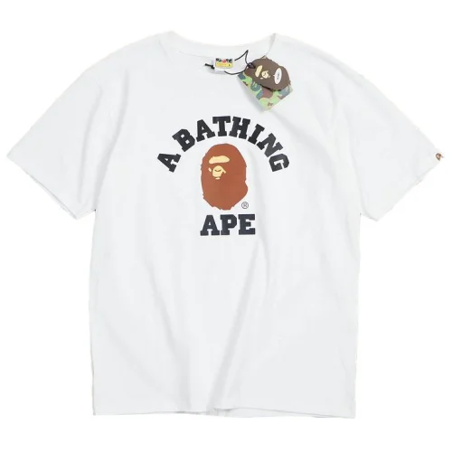 Футболка A Bathing Ape Image Of Monkey - With Text Logo "White"