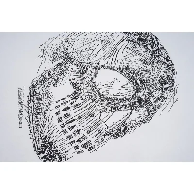 Футболка Alexander Mcqueen Skull Made Of Lines Front Print "White" фото № 3