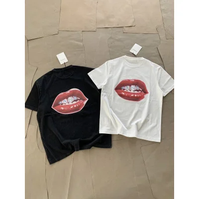 Футболка Alexander Wang Rhinestone Logo And Lip Print "White" фото № 3