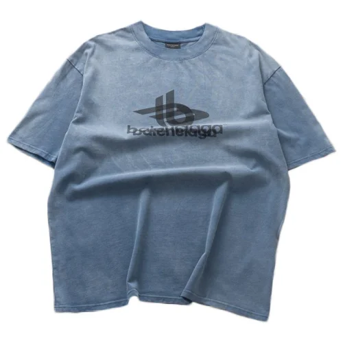 Футболка Balenciaga Front Logo With Shadow "Blue"