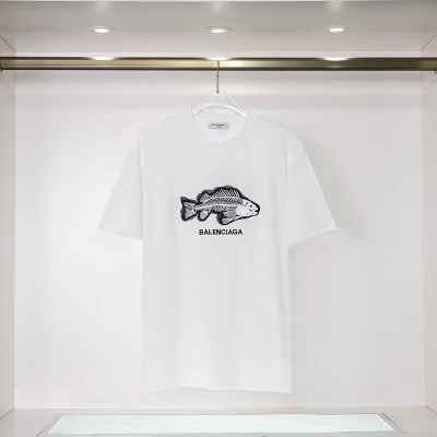 Футболка Balenciaga Embroidery Fish On X-Ray "White" фото № 9