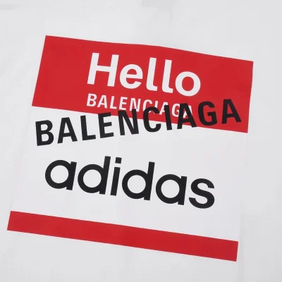 Футболка Balenciaga X Adidas With Logo And Greeting "White" фото № 6