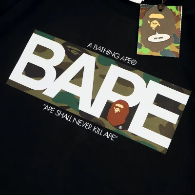 Футболка Bape Monkey On Camouflage Background "Black" фото № 3