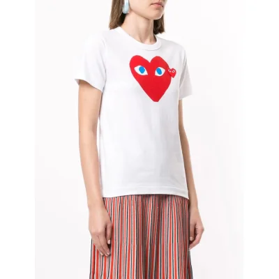 Футболка Comme des Garçons Play Big And Small Logo "White" фото № 9