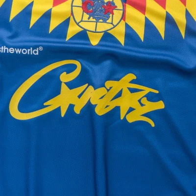 Футболка Corteiz Chisel Colorful Rombs And Collar Decorated By Stripes "Blue" фото № 4