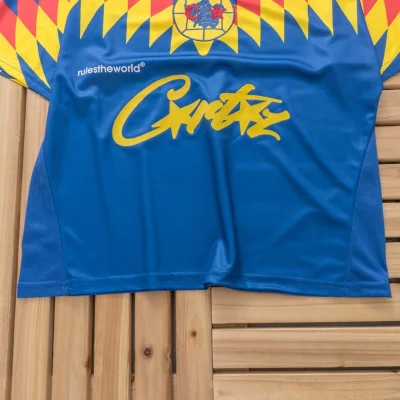 Футболка Corteiz Chisel Colorful Rombs And Collar Decorated By Stripes "Blue" фото № 9