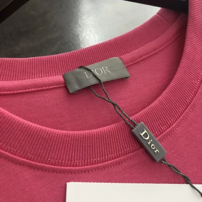 Футболка Dior With A Beautiful Print And Logo "Pink" фото № 3