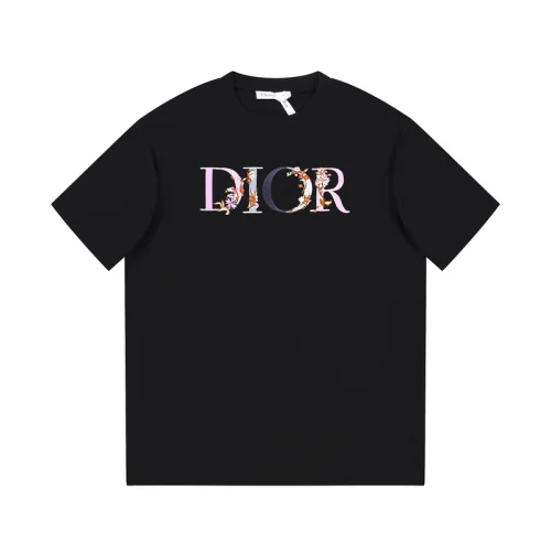 Футболка Dior Brand Letters With Colors "Black"