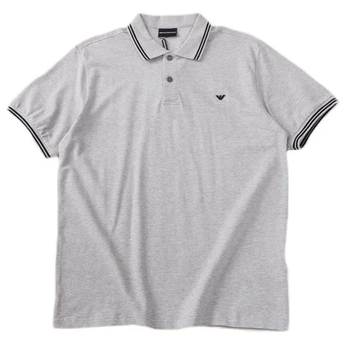 Поло Emporio Armani Edge Decorated By Stripes And Front Small Logo "Gray"