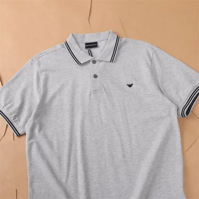 Поло Emporio Armani Edge Decorated By Stripes And Front Small Logo "Gray" фото № 2