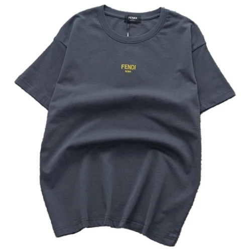 Футболка Fendi With Yellow Text Logo "Gray"