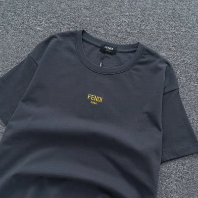 Футболка Fendi With Yellow Text Logo "Gray" фото № 6