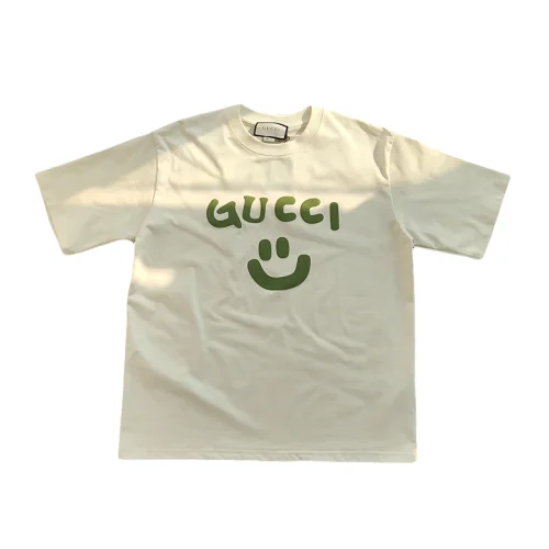 Футболка Gucci With Green Logo And Smile "White"