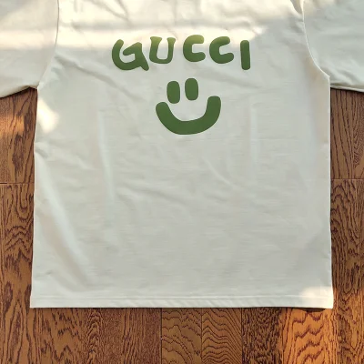 Футболка Gucci With Green Logo And Smile "White" фото № 3