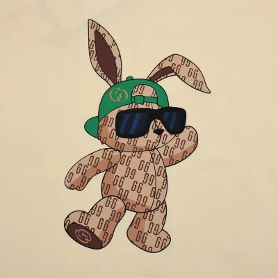 Футболка Gucci With A Rabbit Print In A Cap "Cream" фото № 8