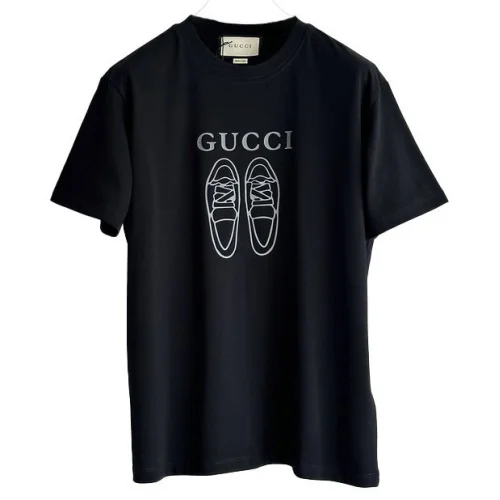 Футболка Gucci Shoes And Logo Print "Black"