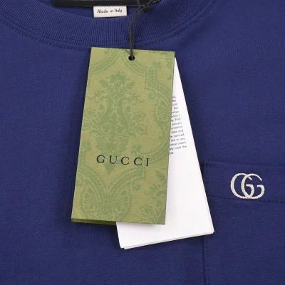 Футболка Gucci With Letter Logo On Pocket "Blue" фото № 4