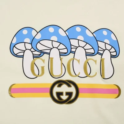 Футболка Gucci With Blue Fly Agaric And Logo "Cream" фото № 4