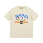 Футболка Gucci With Blue Fly Agaric And Logo "Cream"