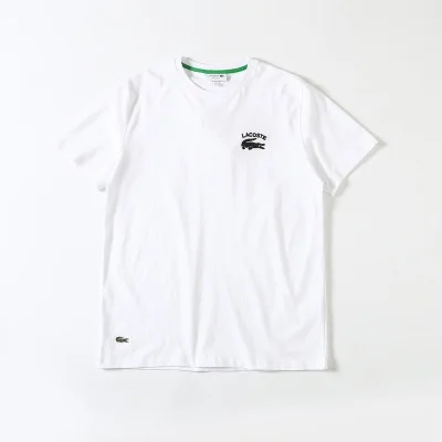 Футболка Lacoste With Text And Green Stripe "White" фото № 2