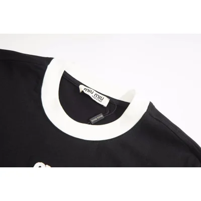 Футболка Miu Miu Multi Striped Edge "Black" фото № 3