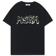 Футболка MSGM Big Front Logo With Green Shadow "Black"
