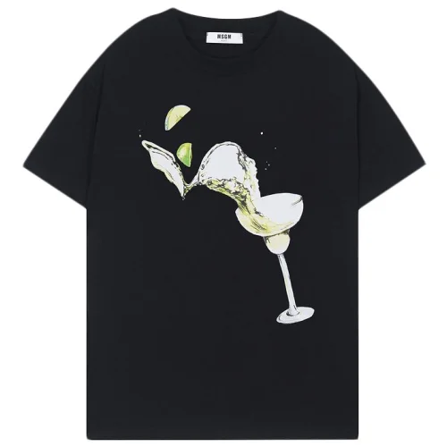 Футболка MSGM Splashing Drink From Cocktail Glass Print "Black"