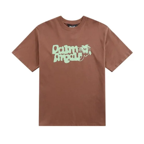 Футболка Palm Angels With Text Logo And Palm Tree In The Center "Brown"