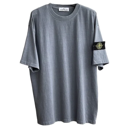 Футболка Stone Island Without Inscriptions But With Patch "Gray/Blue"