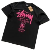 Футболка Stussy Colorful Cities List Under Logo "Black"