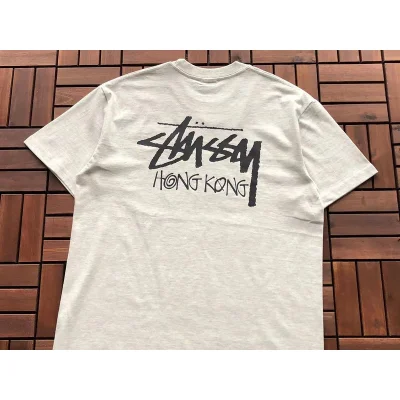 Футболка Stussy Logo And Inscription Hong Kong "Beige" фото № 2