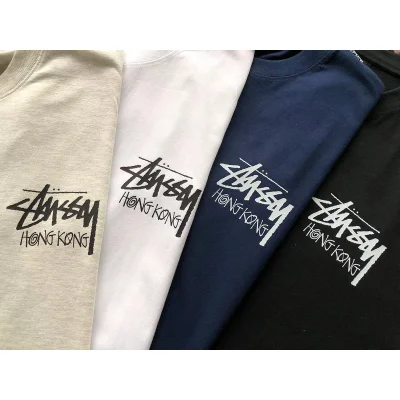 Футболка Stussy Logo And Inscription Hong Kong "Beige" фото № 3