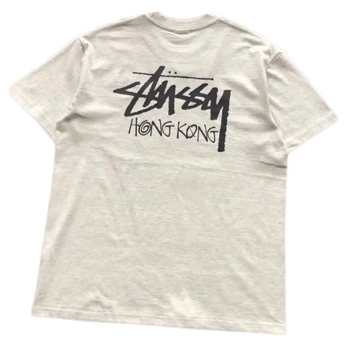 Футболка Stussy Logo And Inscription Hong Kong "Beige"