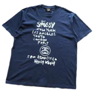 Футболка Stussy List With Cities And Letter With Mirror Image
